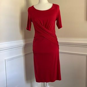 Pure Collection Red Jersey Short Sleeve Body-con dress.